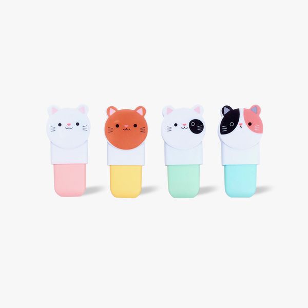 65 COOL STOCKING STUFFERS FOR KIDS 2025 114 Cat Shaped Highlighters - Pack of 4 | Paperchase