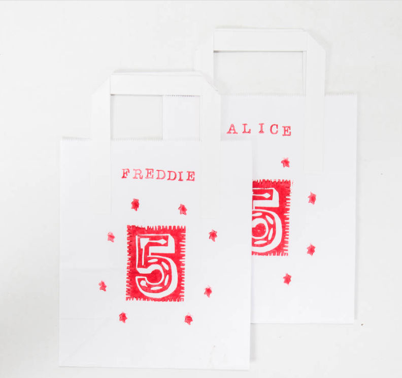 Personalised Paper Party Bags With Thank You Cards