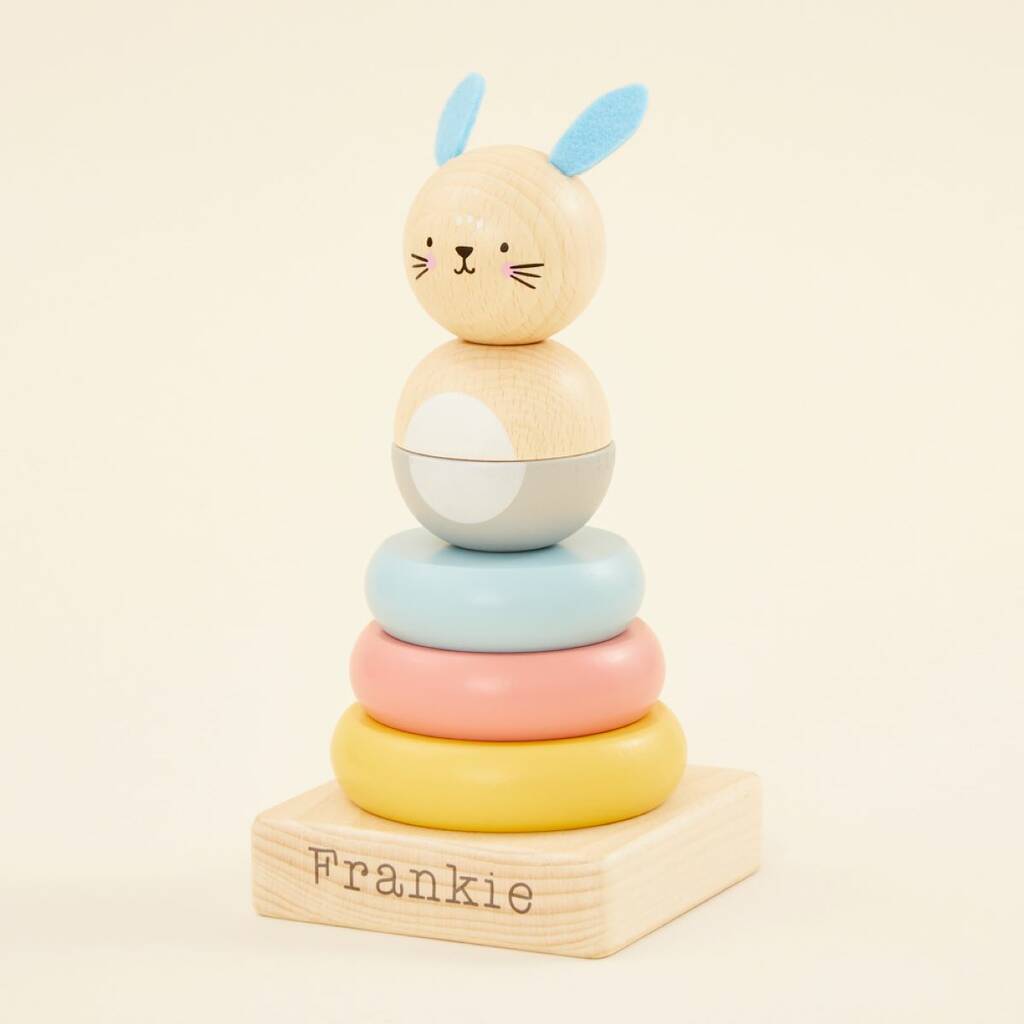 Personalised Wooden Bunny Stacker Toy by My 1st Years