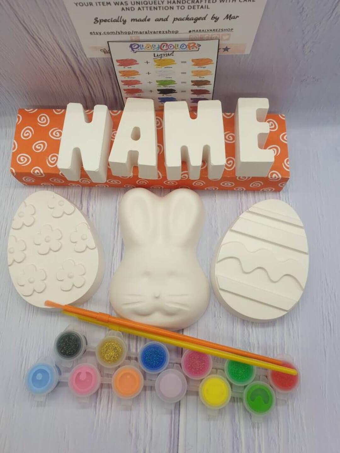 Easter Rabbit and Eggs Paint Your Own Name Craft Box Easter