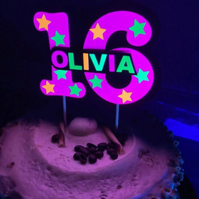 Kids' neon party guide: How to host an epic glow in the dark party for kids or teens 40 Bespoke Glow Party Cake Topper