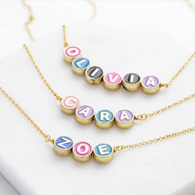 Personalised Enamel Disc Name Necklace