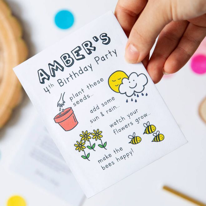 Personalised Happy Bee Wildflower Seed Packets