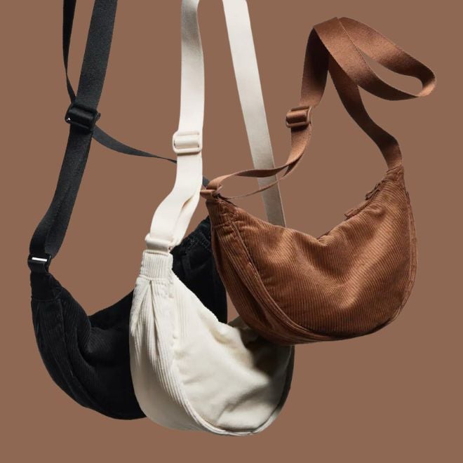 Round Mini Shoulder Bag (Corduroy)