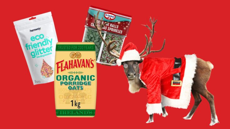 The ingredients for making DIY reindeer food for a Christmas Eve Box