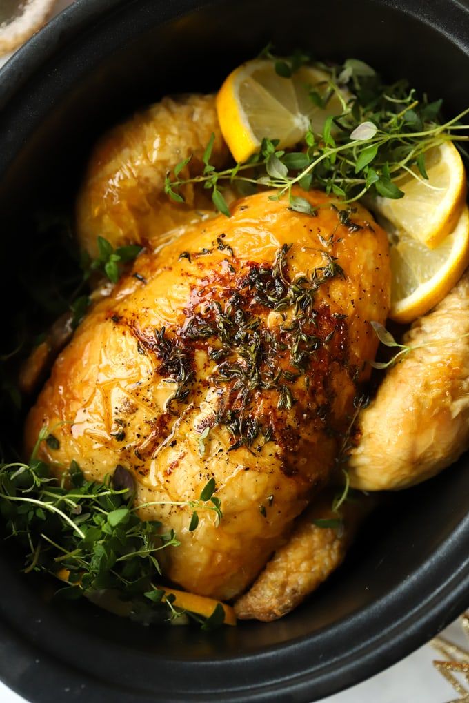 Image for Slow Cooker Roast Chicken {with Lemon & Herb Butter}