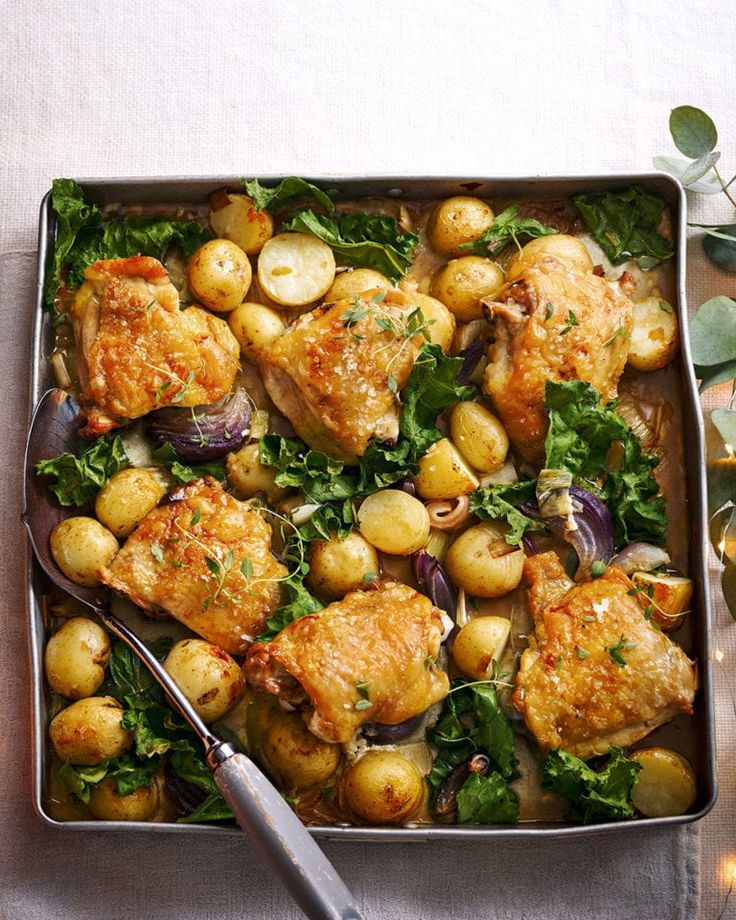 Image for Roast potatoes with new potatoes and greens