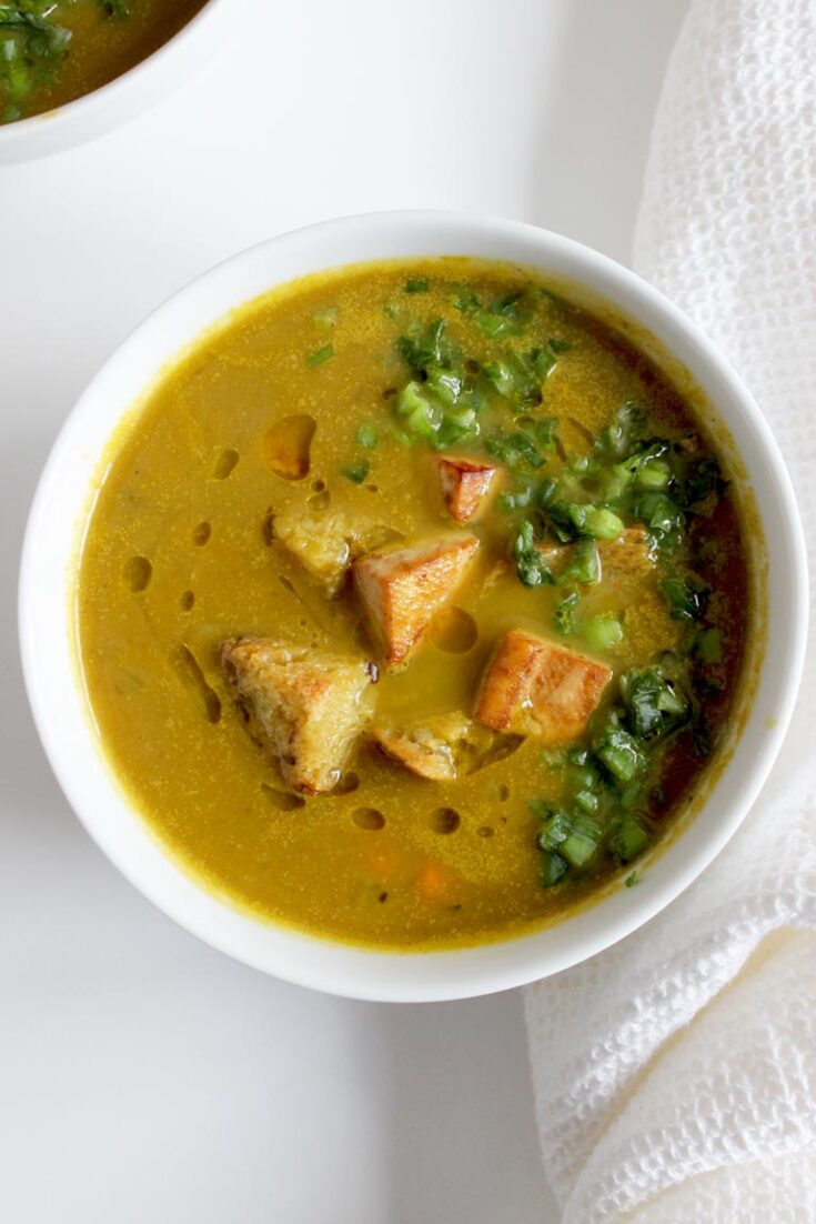 Image for Winter Squash, Leek And Vegetable Soup With Tofu Croutons