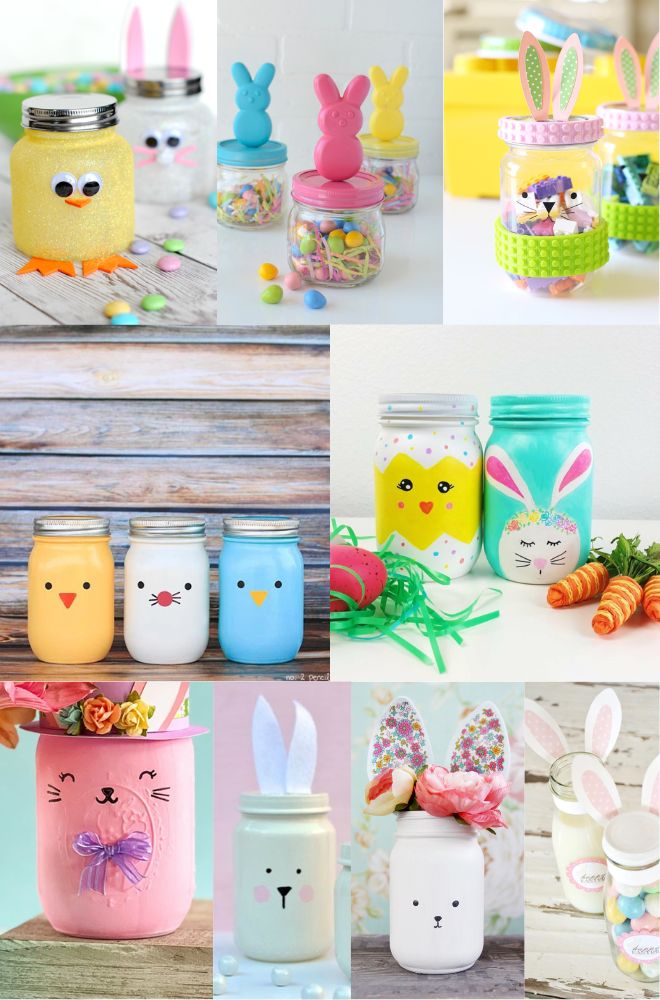 15 Mason Jar Easter Crafts that make cute easter gifts for friends and family