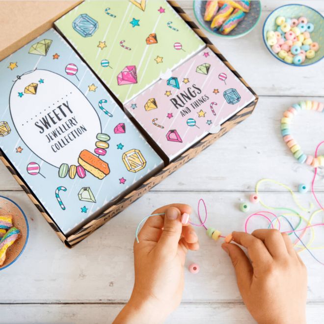 47 Super Popular kids' birthday party themes (a-z) 3 Sweetie Jewellery Activity Kit By craft & crumb | notonthehighstreet.com