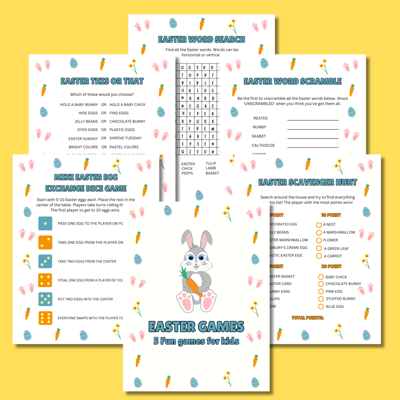 5 CUTE EASTER BUNNY GAMES BUNDLE FOR KIDS