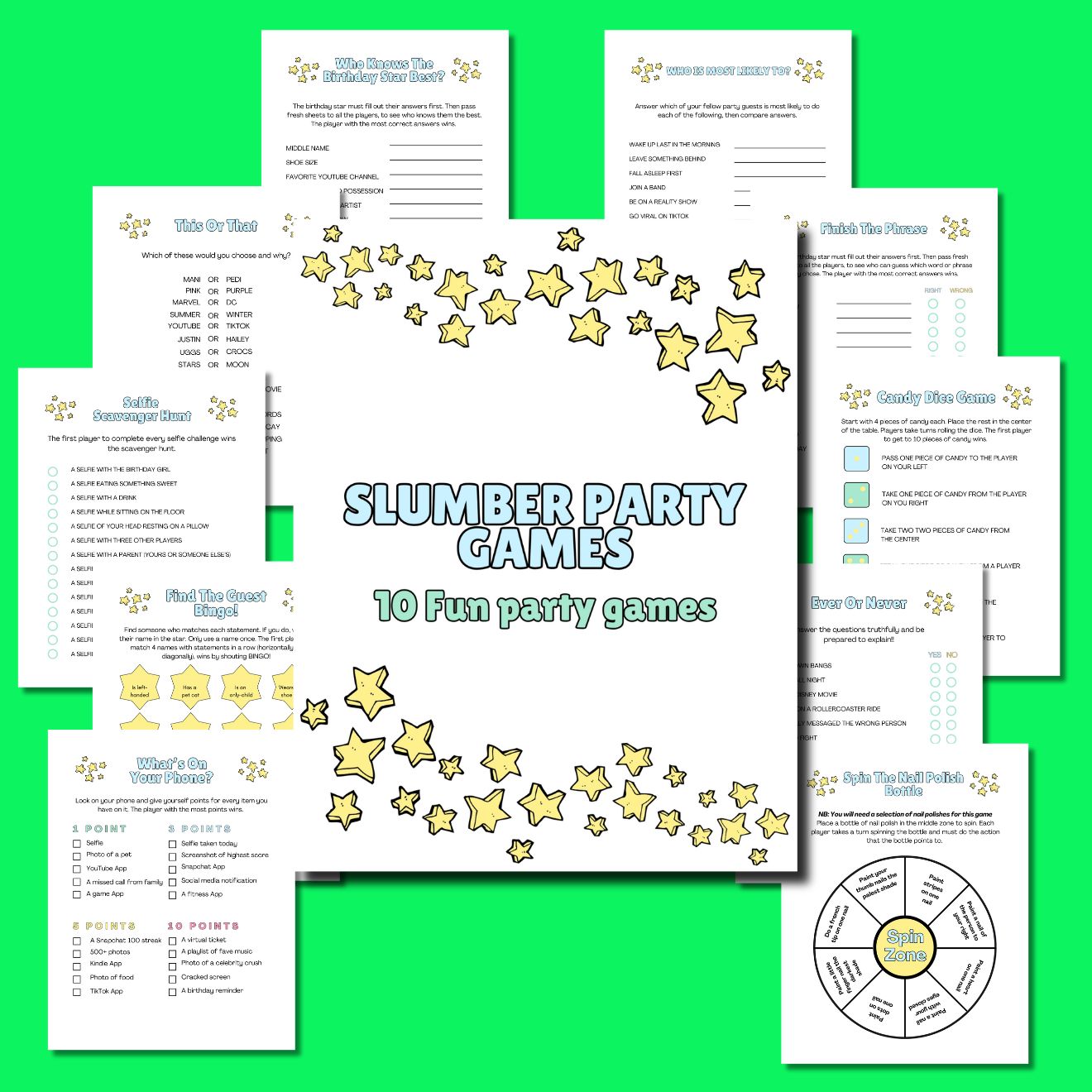 Slumber party games printable for teens