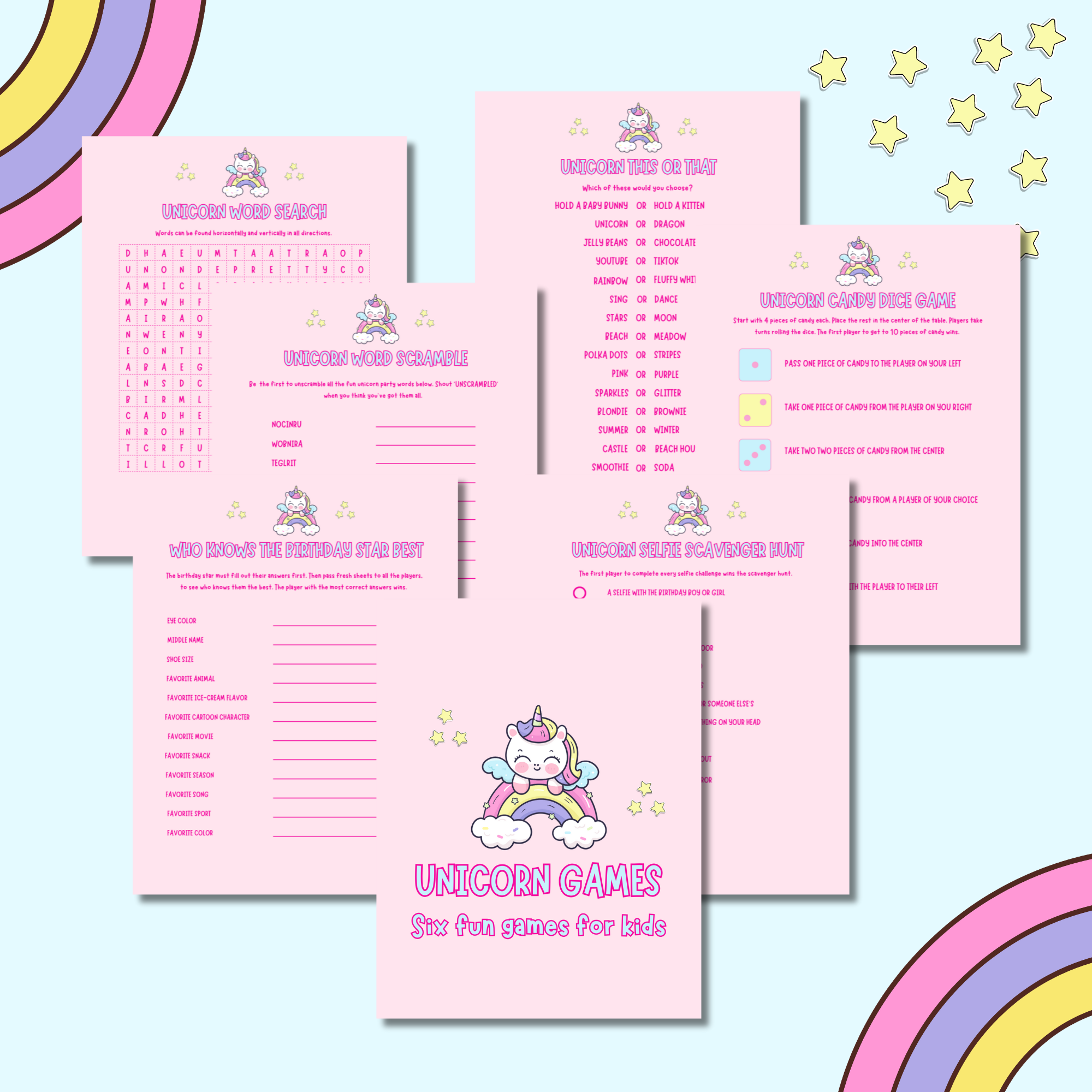50+ Marvellous unicorn party ideas for a magical celebration 13 UNICORN PARTY GAMES FOR KIDS PRINTABL BUNDLE