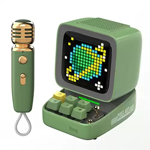 Divoom Ditoo-Mic Pixel Art LED Portable Bluetooth Speaker with Wireless Karaoke Microphone
