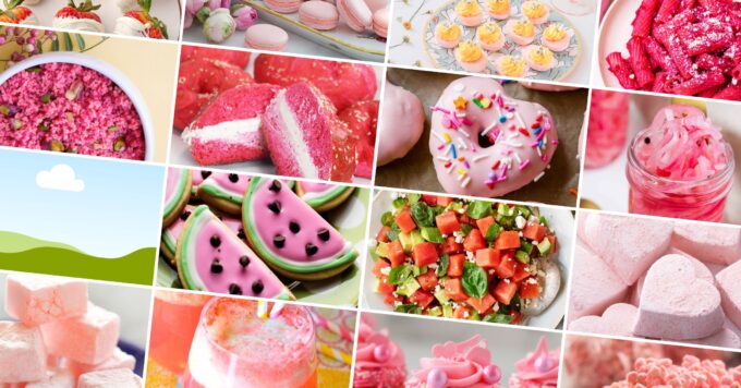 Pink party food sweet and savoury