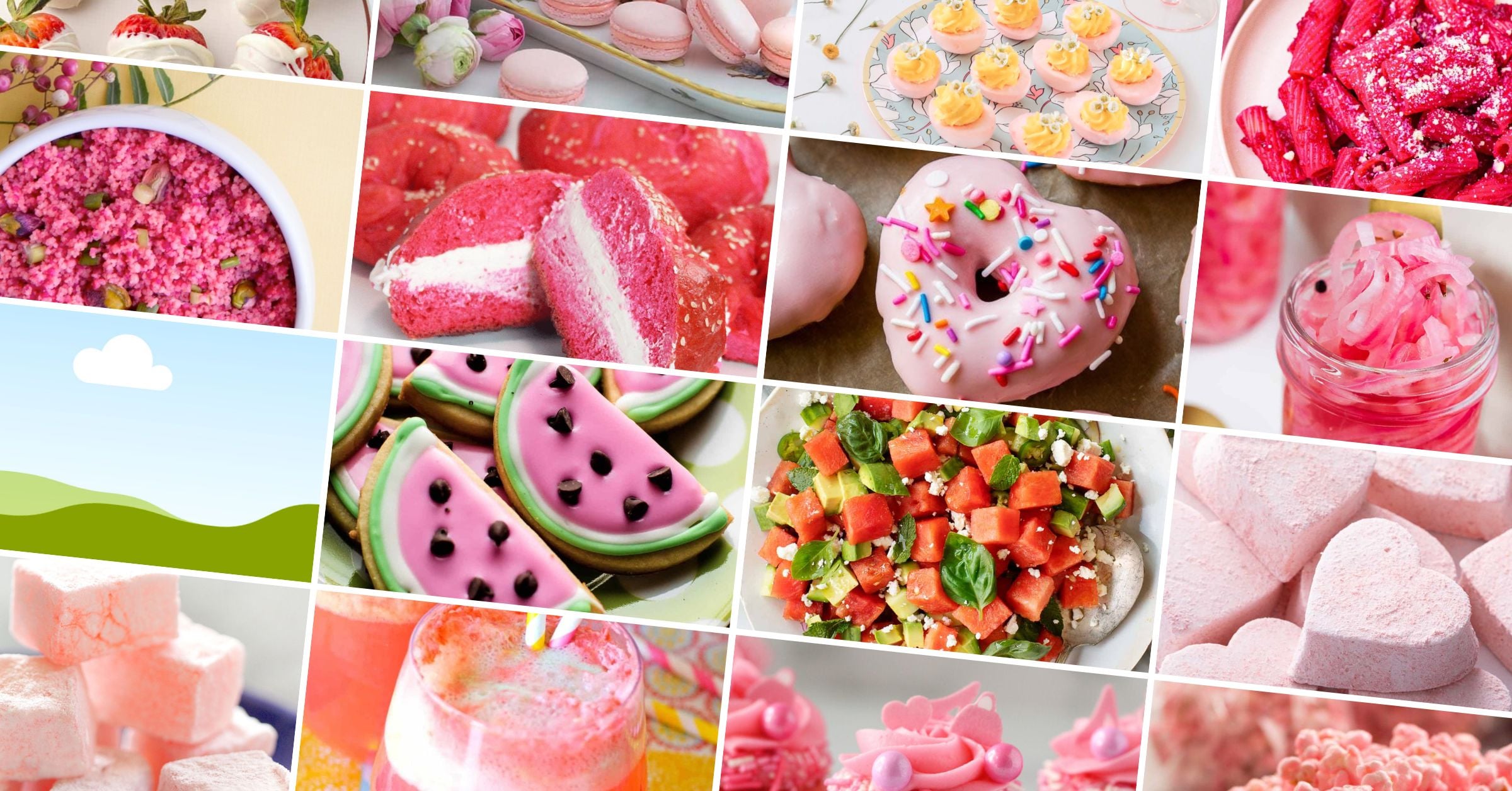 Pink party food sweet and savoury