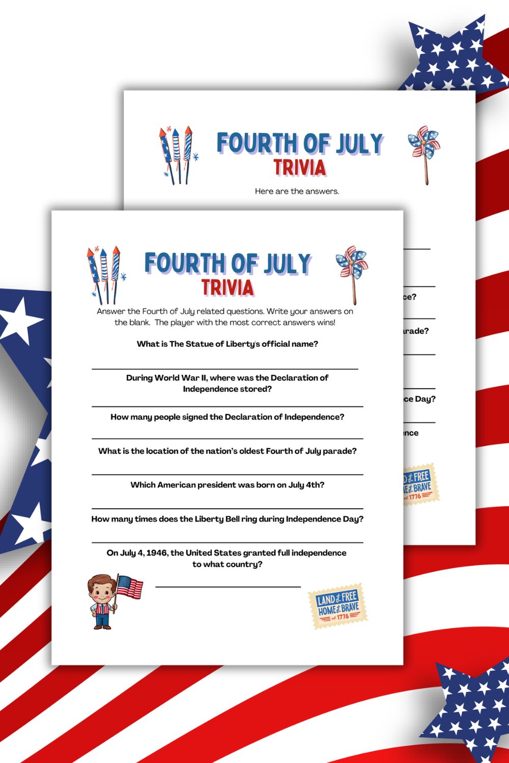 4th of July Word Games. No Prep, Print and Go fun for kids, family and friends 4