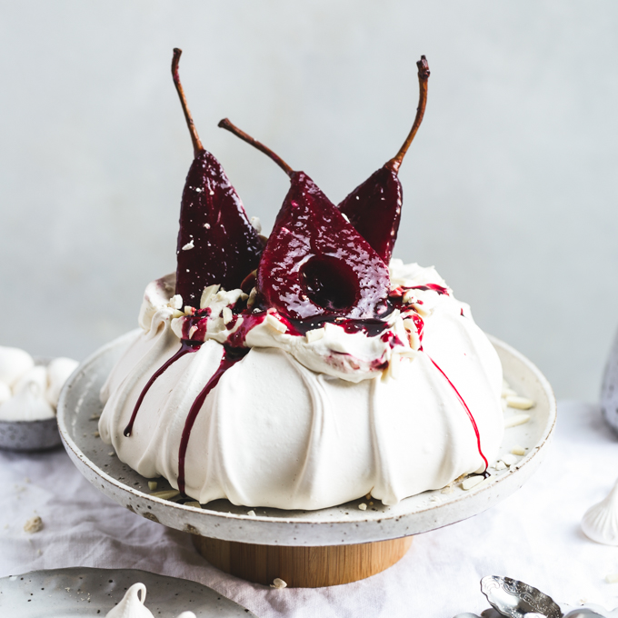 Image for Hibiscus Poached Pear Pavlova - The Polka Dotter