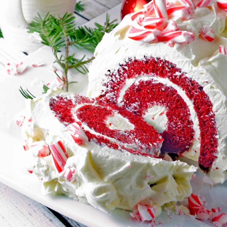 Image for Red Velvet Cake Roll with Chocolate & Peppermint Butter Cream Frosting