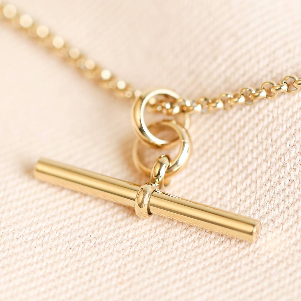 Gold Plated T Bar Necklace