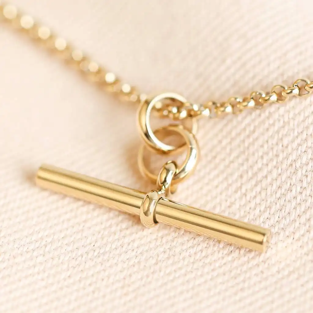 Gold Plated T Bar Necklace