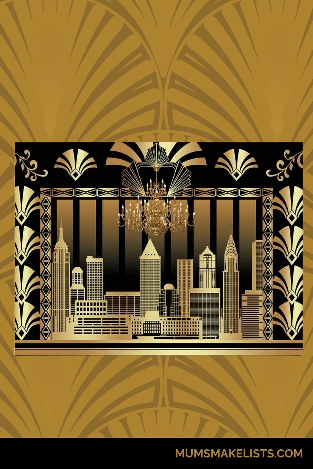 New York black and gold backdrop for party, photo booth backdrop