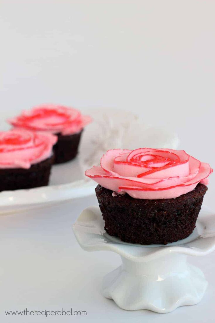 Image for Fudgy Chocolate Cupcakes with Two-Tone Roses