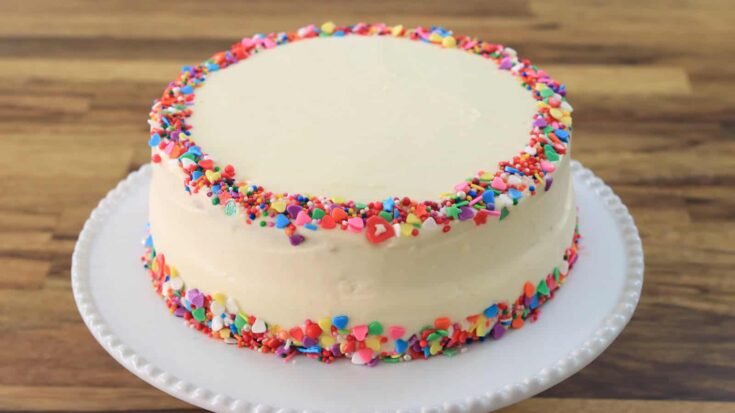 Image for Classic Vanilla Cake Recipe With Pretty Sprinkles Frosting
