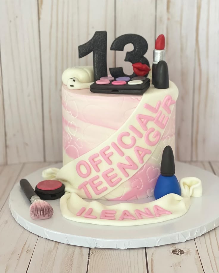 Image for 13th Birthday Cake With Beauty Toppings!