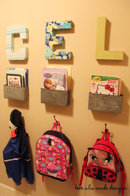 Image for Cute DIY Wall Mounted Backpack & Books Organisation