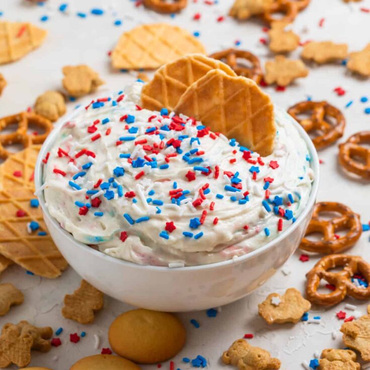 Image for Red, White and Blue Funfetti Dip (No Bake!)