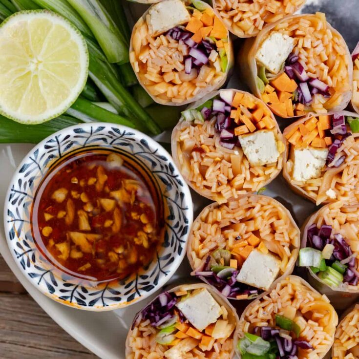 Image for Easy Spicy Noodle Spring Rolls with Chili Lime Sauce (Gluten-Free)