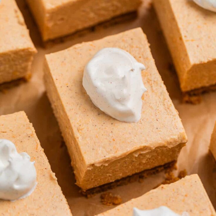 Image for No Bake Pumpkin Cheesecake Bars with Ginger Snap Crust