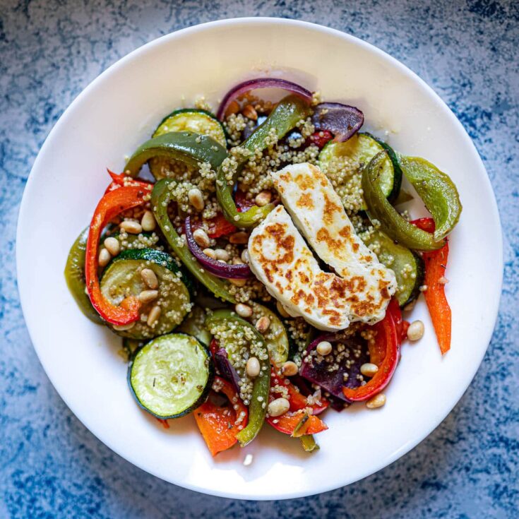 Image for Roasted Vegetable Salad with Quinoa and Halloumi – Skinny Spatula