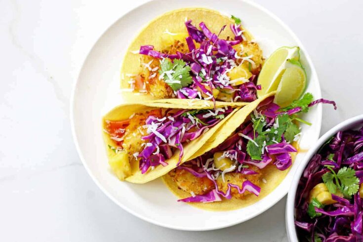 Image for Air Fryer Coconut Shrimp Tacos with Honey-Lime Slaw