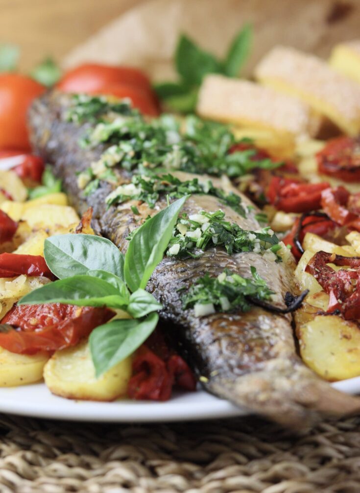 Image for Oven Baked Grey Mullet (with Vegetables)