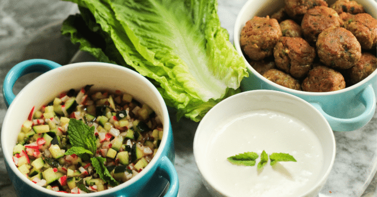 Image for Lamb Kofta Wraps [Cucumber Radish Salad with Feta Yogurt Sauce].
