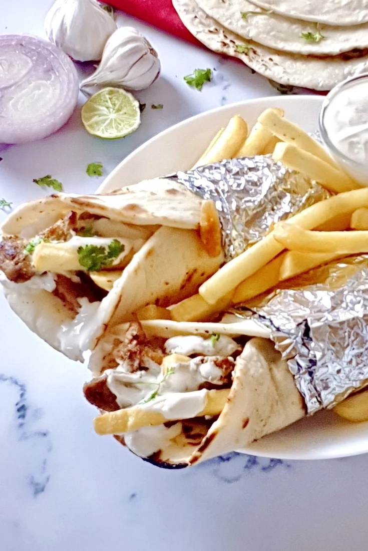 Image for Easy Chicken Shawarma Wrap Recipe with Garlic Sauce