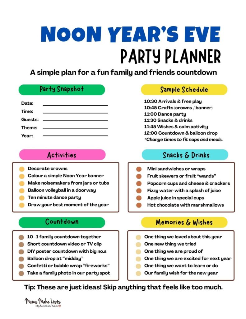 Noon Year’s Eve party ideas for kids at home 2