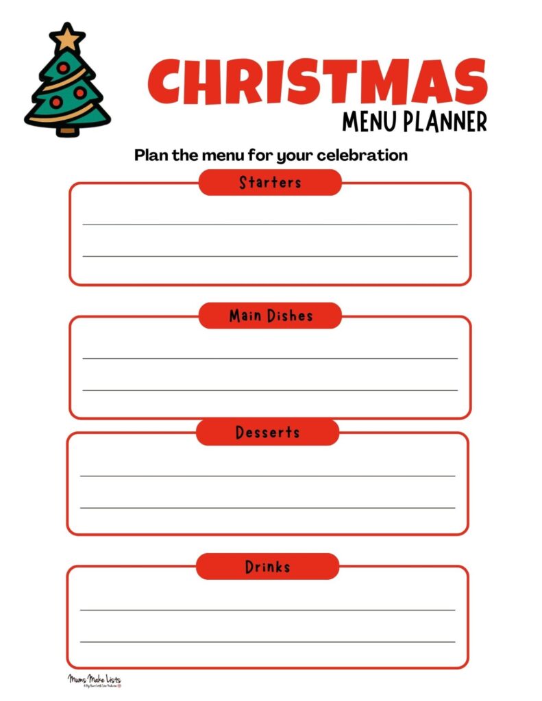 Your Last minute Christmas kitchen Reset (+ Free checklist and menu planner) 3 Christmas Menu Planner printable
