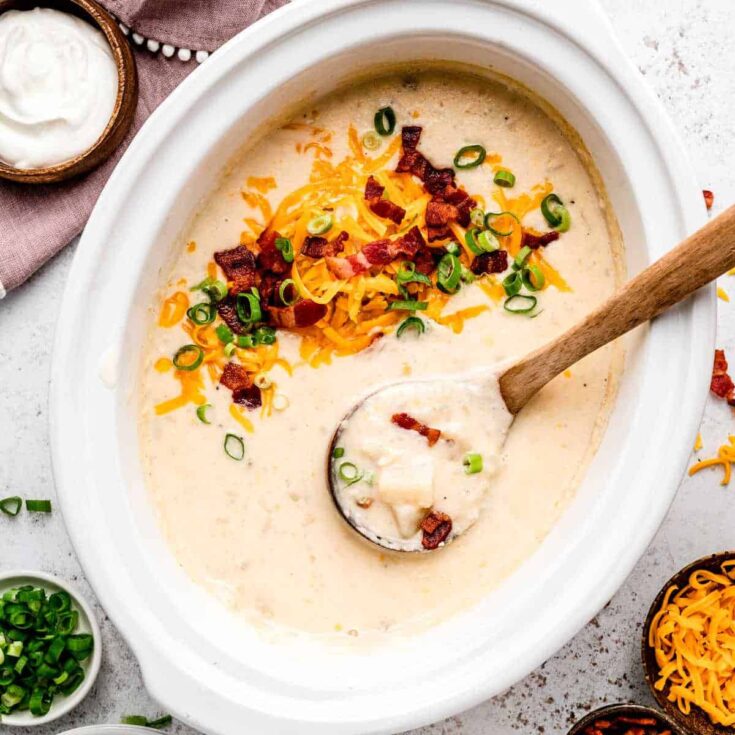 Image for Healthy Slow Cooker Loaded Baked Potato Soup Recipe