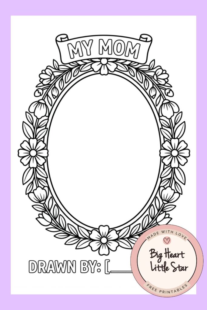 Mothers day card color in free printable template - - My Mom portrait frame card. 
