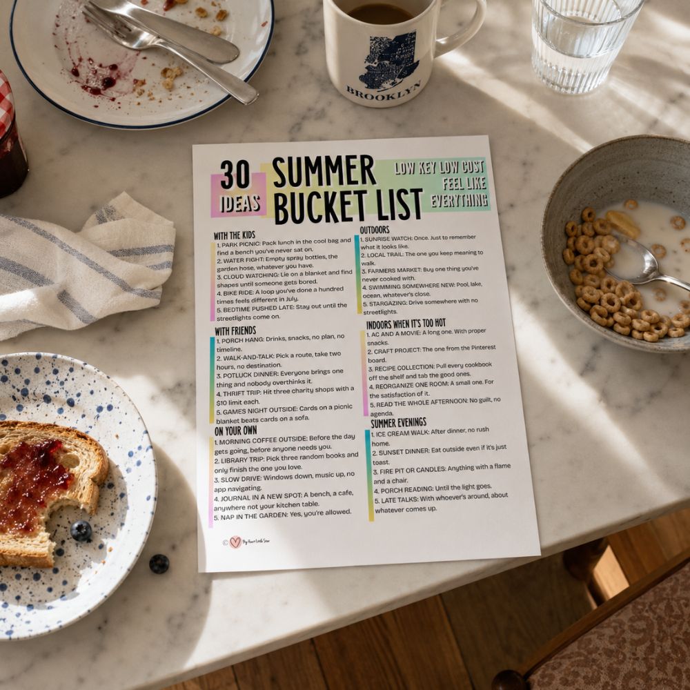 30 Summer Bucket List Ideas That Feel Like Everything (Low Key, Low Cost) 2 30 Summer Bucket List ideas, low key, low cost feel like everything. Free printable by Big Heart Little Star.
