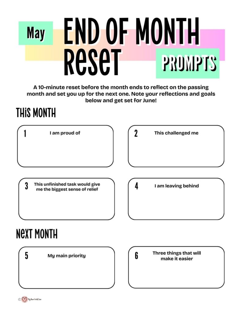 The End-of-Month Reset: 10 Minutes to Close One Month and Start the Next on Purpose 2 End of the month reset prompts for May