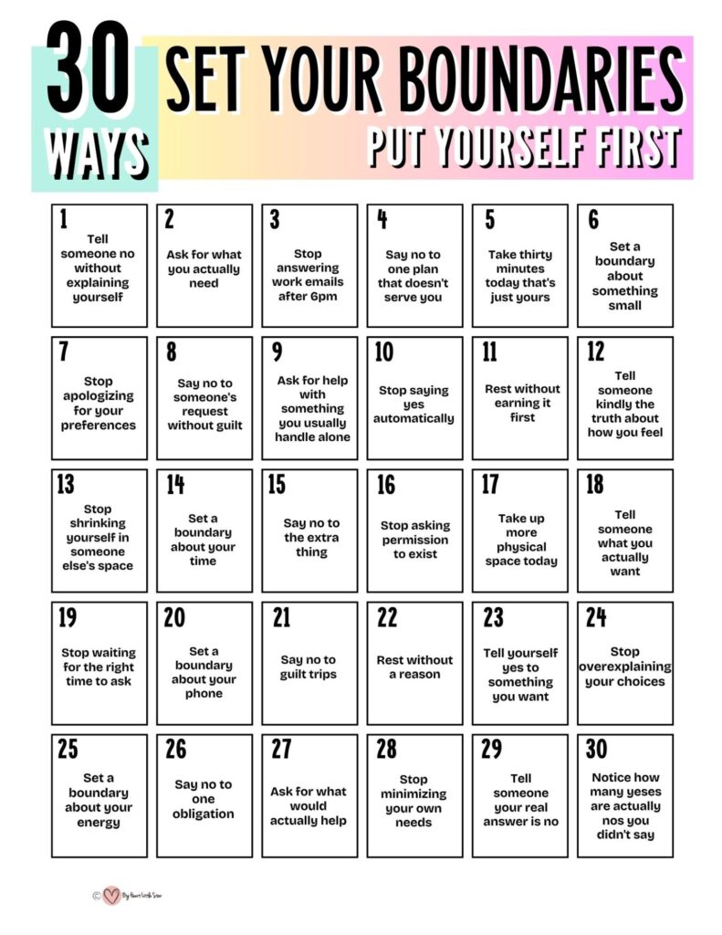 30 Ways to Set Your Boundaries and Put Yourself First (Free Printable) 2