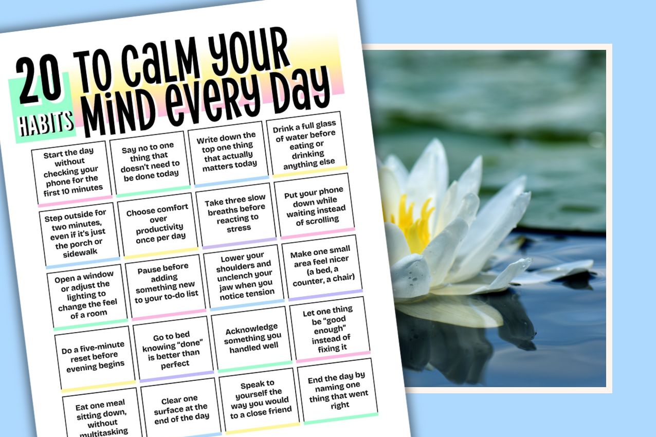 free printable 20 habits to calm your mind every day