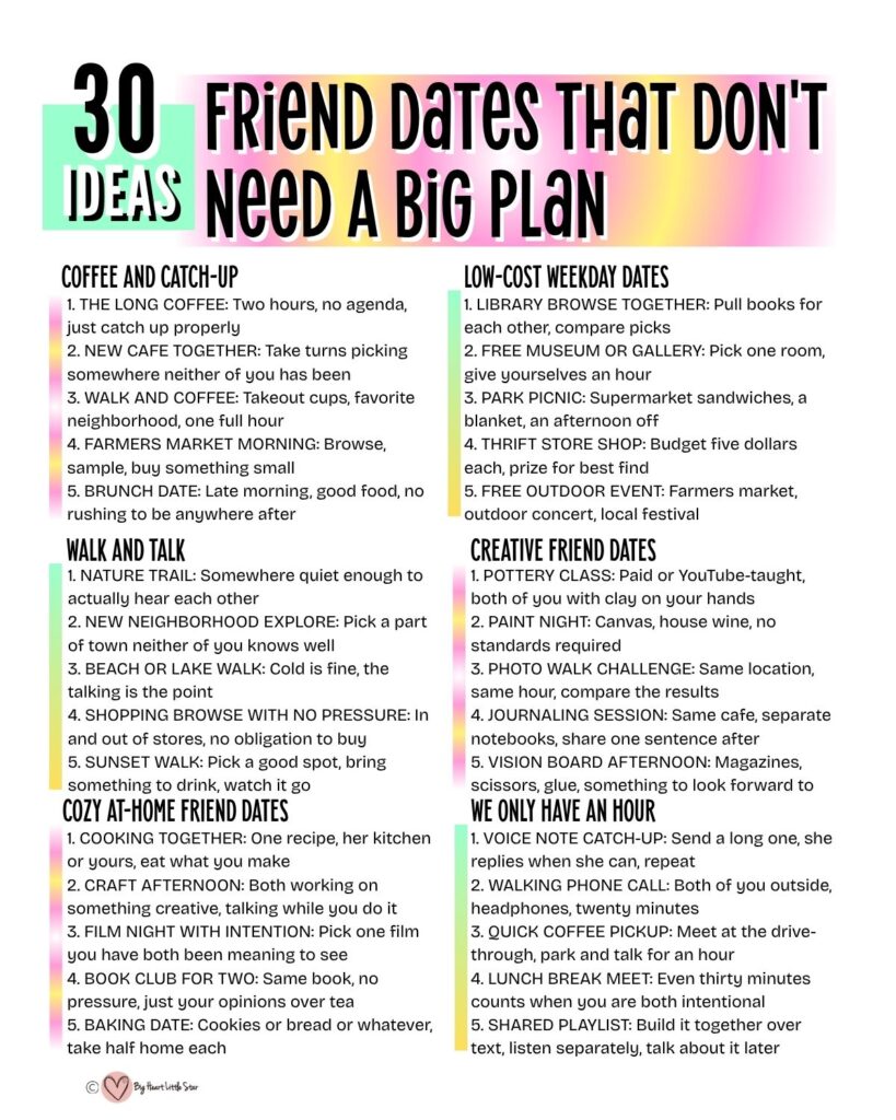 30 ideas for friend dates that don't need a big plan