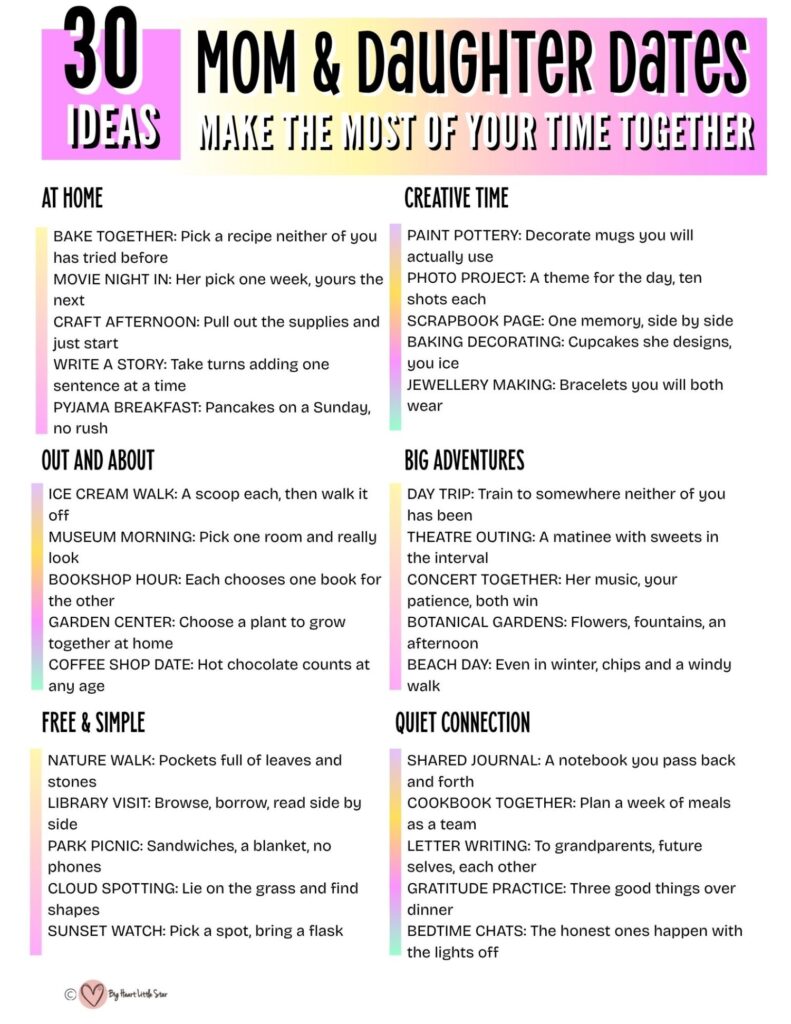 30 Mom And Daughter Date Ideas To Make The Most Of Your Time Together 2 30 Mother and Daughter Date Ideas printable