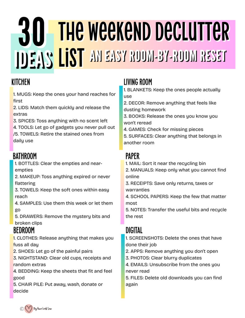 The Weekend Declutter List: 30 Easy Ideas for a Room-by-Room Reset 1