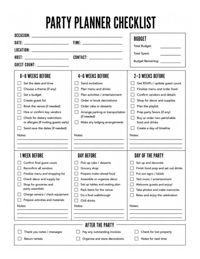 Free Party Planning Checklist: How To Plan Any Party Step By Step 2